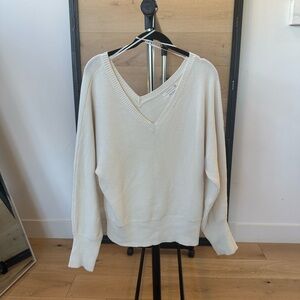 Anthropologie Cream V-Neck Sweater